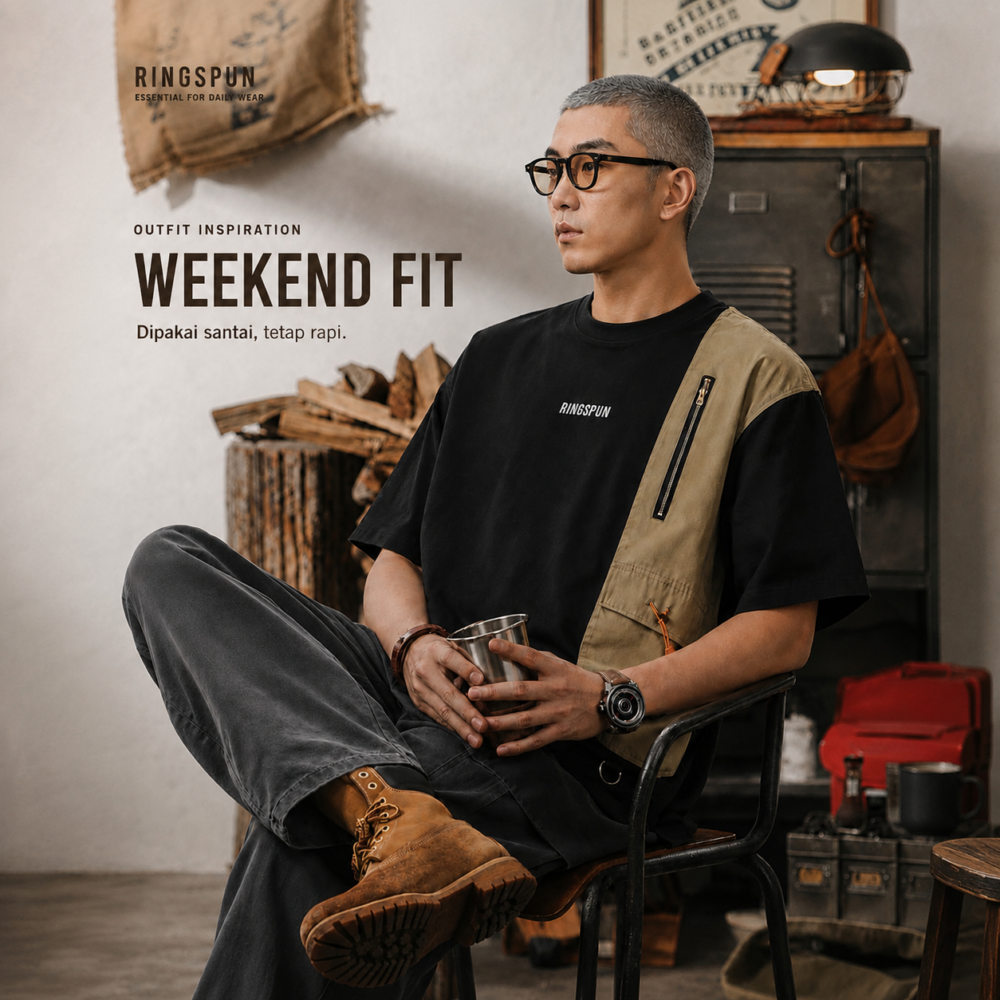 Ryota Oversize Side Pocket Unique Cotton Premium Black