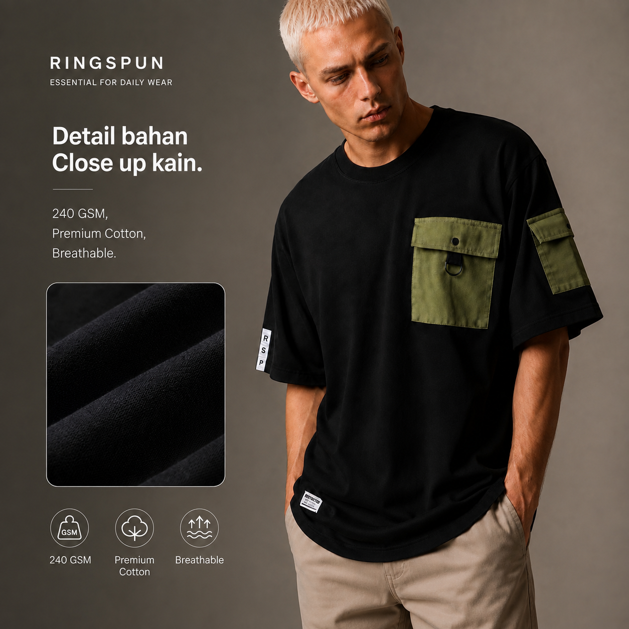 Kashiba Oversize Utility Pocket, Clean Fit