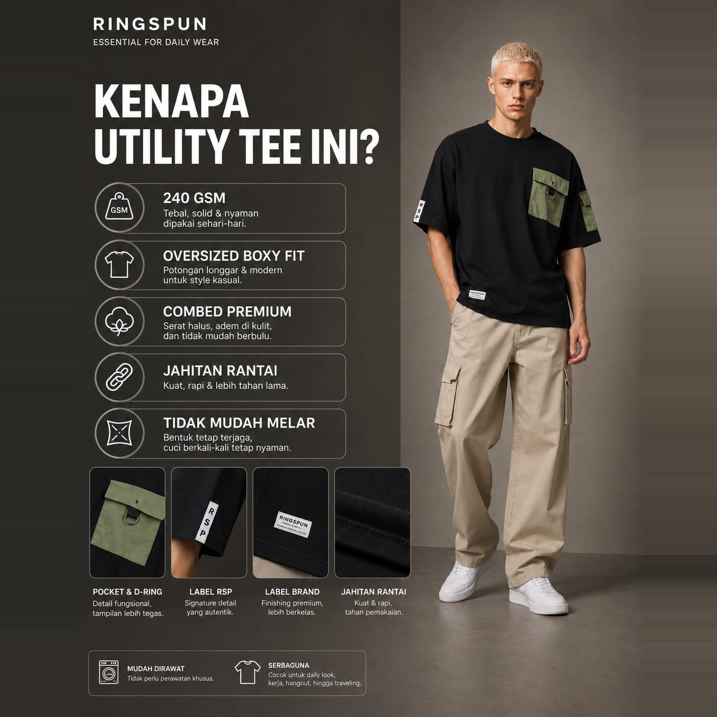 Kashiba Oversize Utility Pocket, Clean Fit