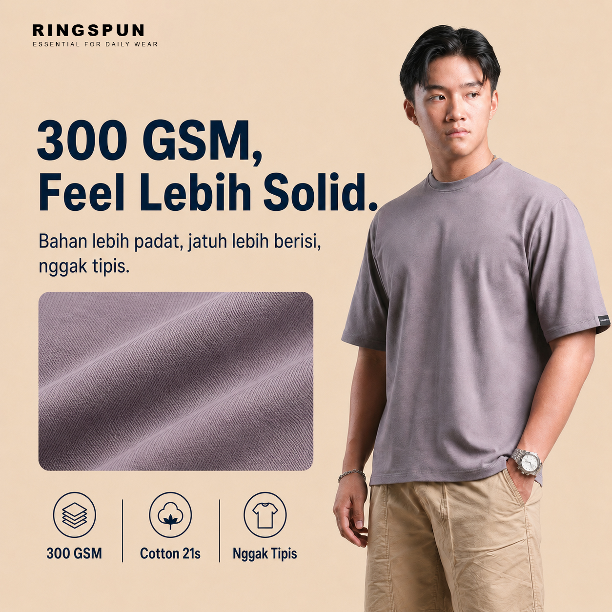 3 (2) Kaos Oversize KUMO Plain Clean