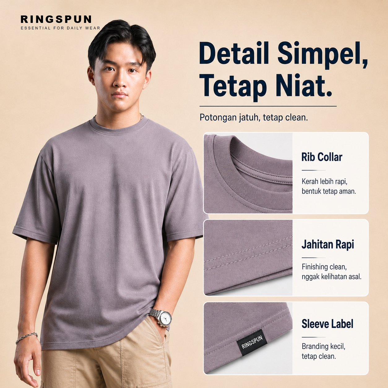 5 (2) Kaos Oversize KUMO Plain Clean